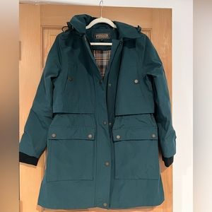 Forest green Pendleton raincoat